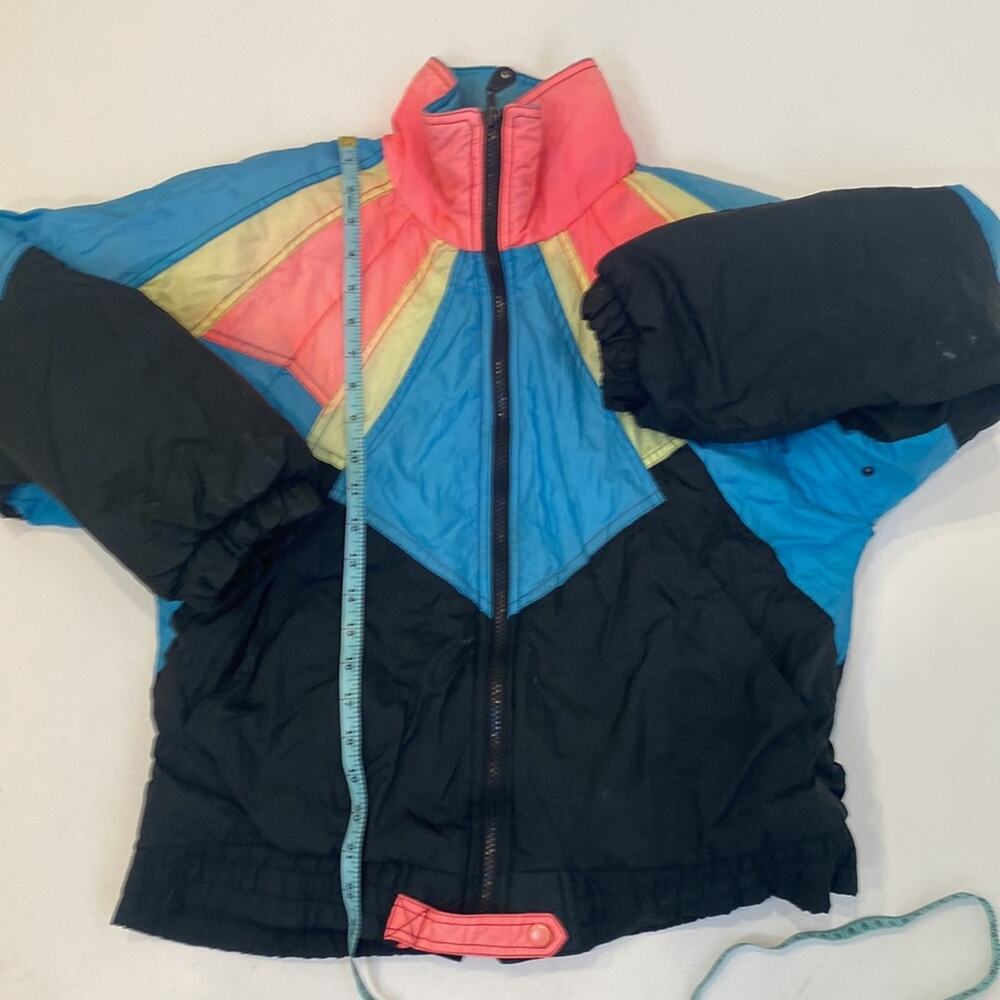 Otello Pelle Vintage Men’s 1980’s Ski Jacket Sz S Nylon Zipper Nylon Neon Black - Picture 15 of 16